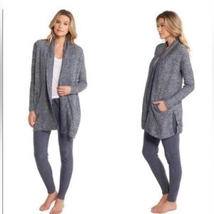 Women’s Barefoot Dreams Cozy Chic Cardigan Gray Marled Size 2X